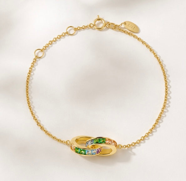 Rainbow Journey Interlocking Bracelet 925 Sterling Silver