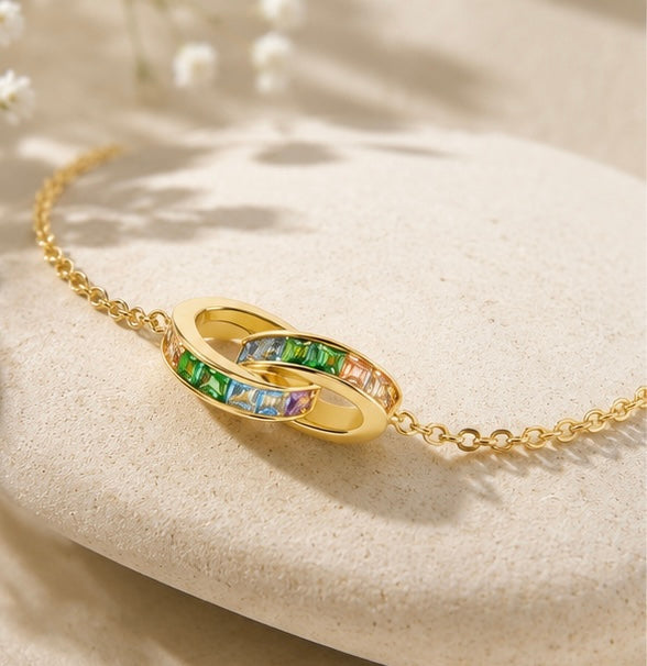 Rainbow Journey Interlocking Bracelet 925 Sterling Silver