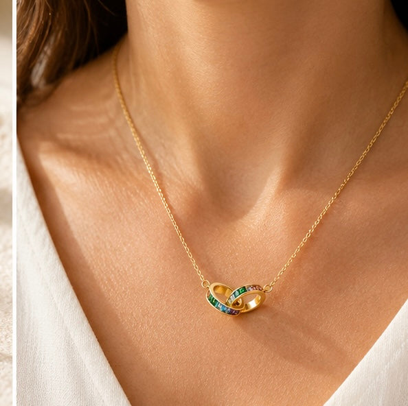Rainbow Journey Interlocking Necklace 925 Sterling Silver