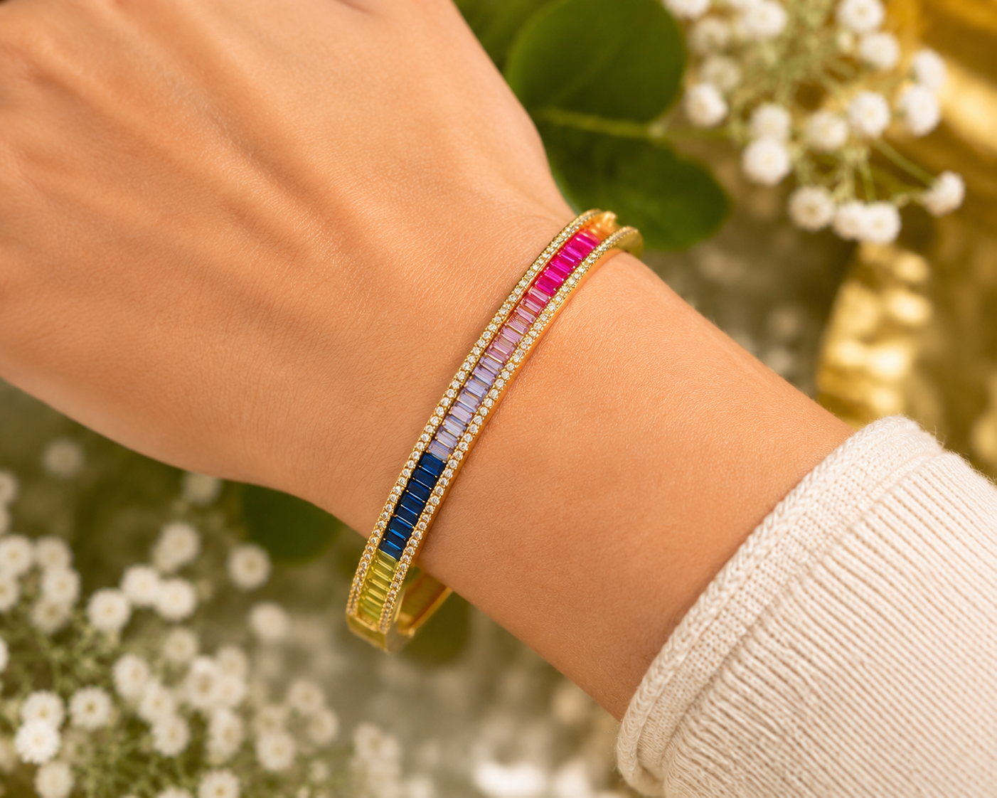 Rainbow Baguette Bangle